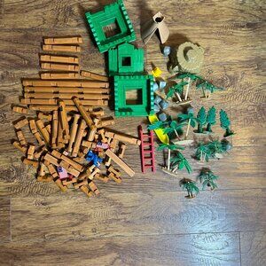 Vintage Lincoln Logs Building Wood Set incomplete 103 miscellaneous pieces